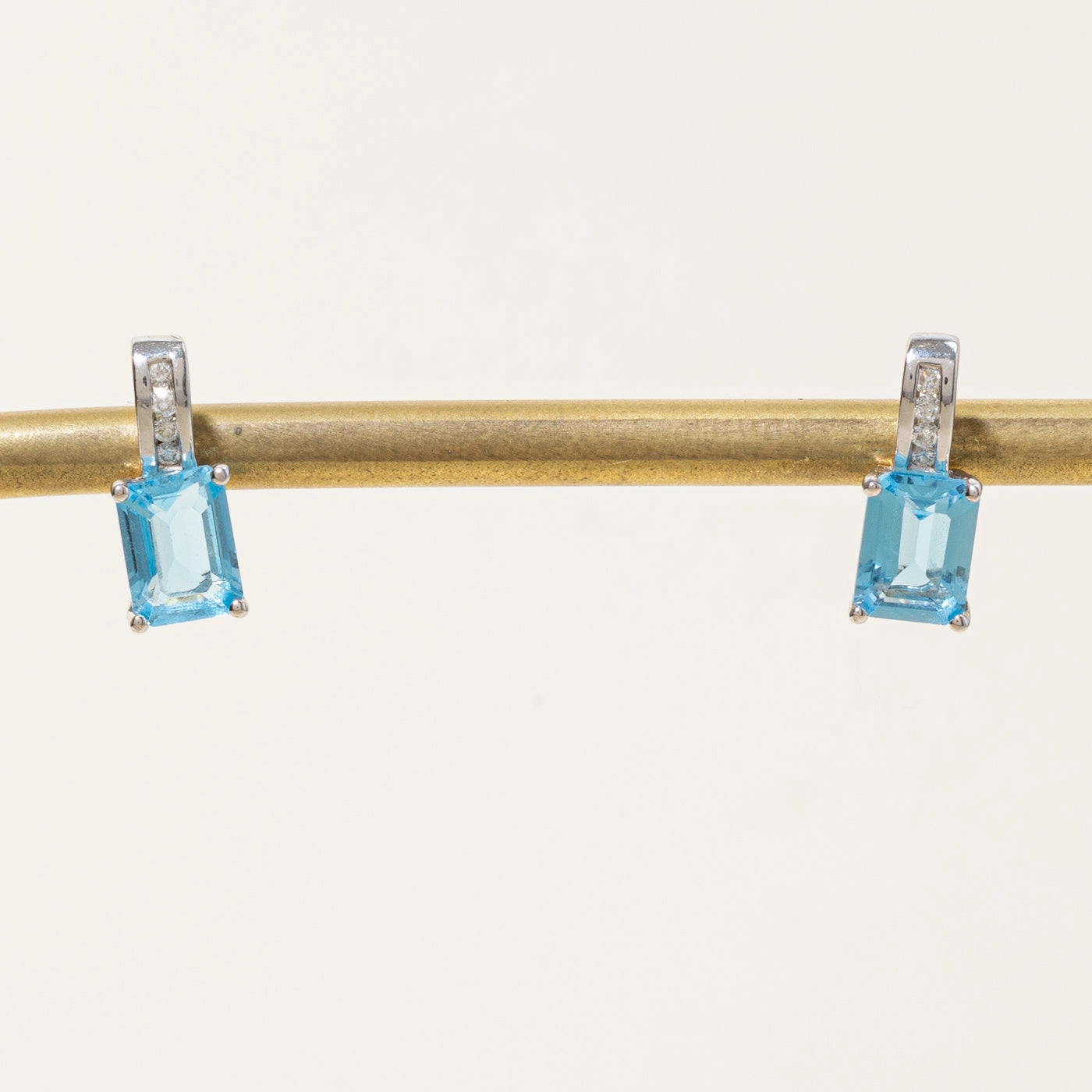 Blue Topaz & Diamond Earrings | 2.20ctw, 0.08ctw | Formal touch night look