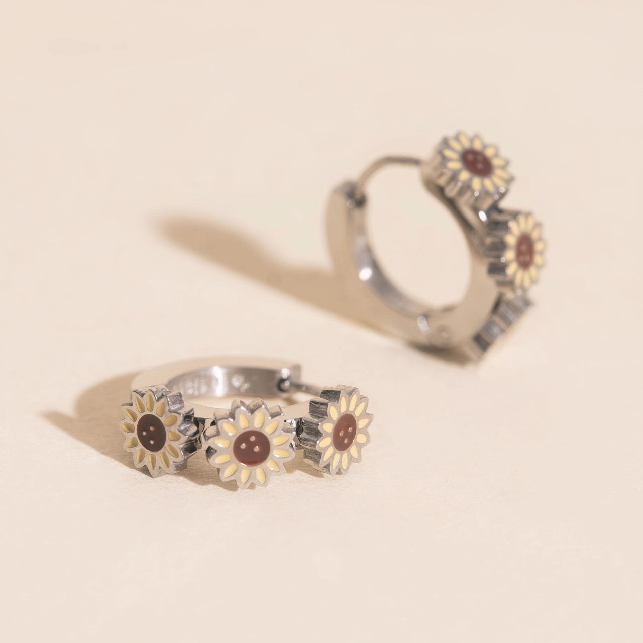 Sunflower 3D Huggie Hoop Earrings Bridal Collection