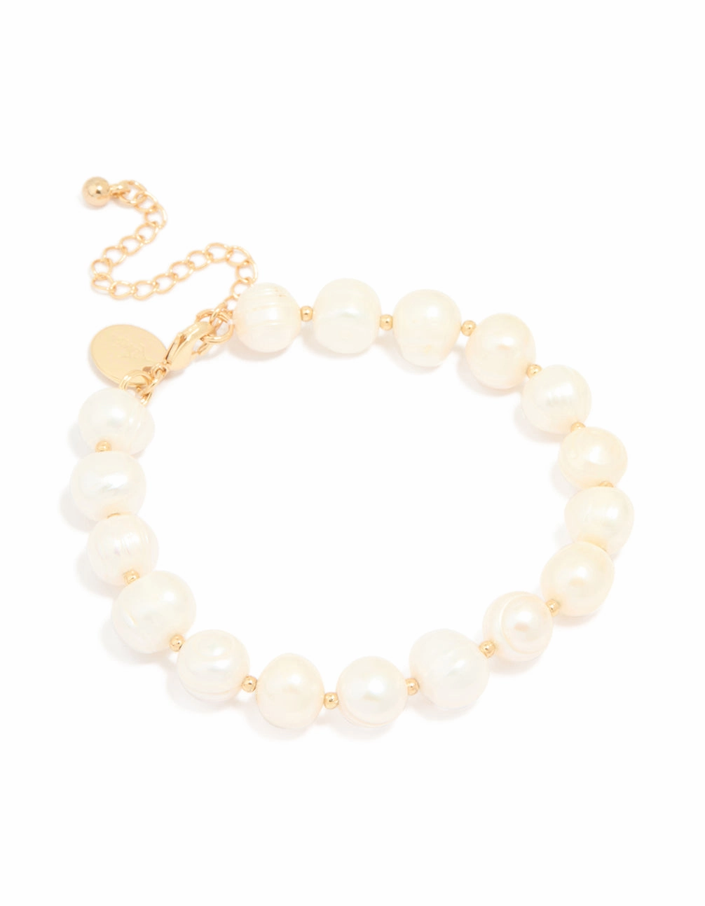 Ethereal Vibe Captivating Touch Gold Plated Freshwater Pearl Statement Bracelet