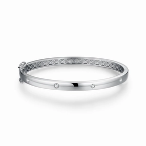 Sterling Silver CZ "Diamond" Accent Bangle Ideal Circumstance