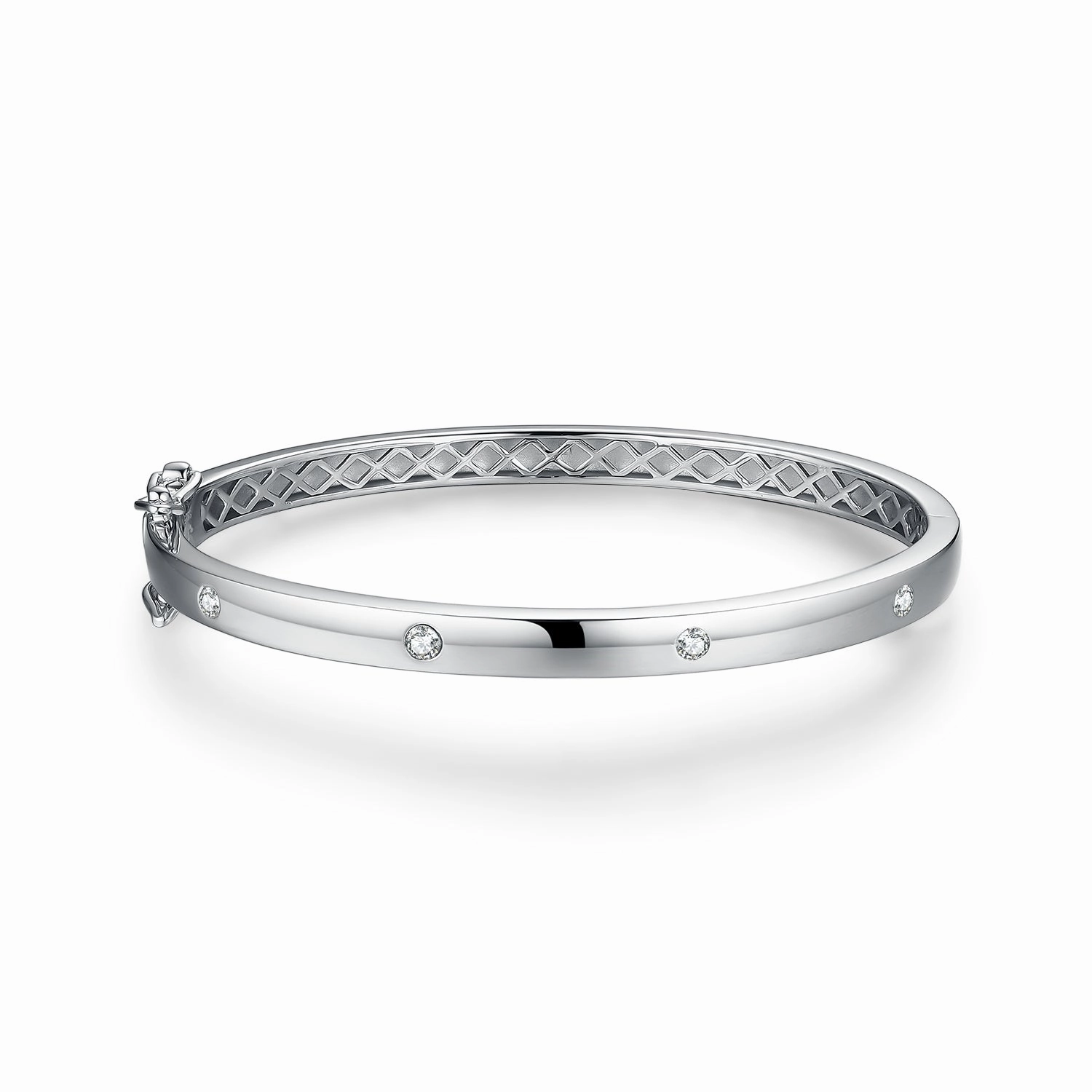 Sterling Silver CZ "Diamond" Accent Bangle Ideal Circumstance