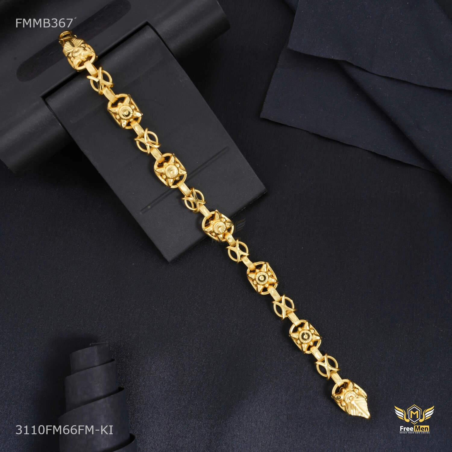 Designer Flower with X cut Bracelet for Men - FMMB367 Cream Of The Crop