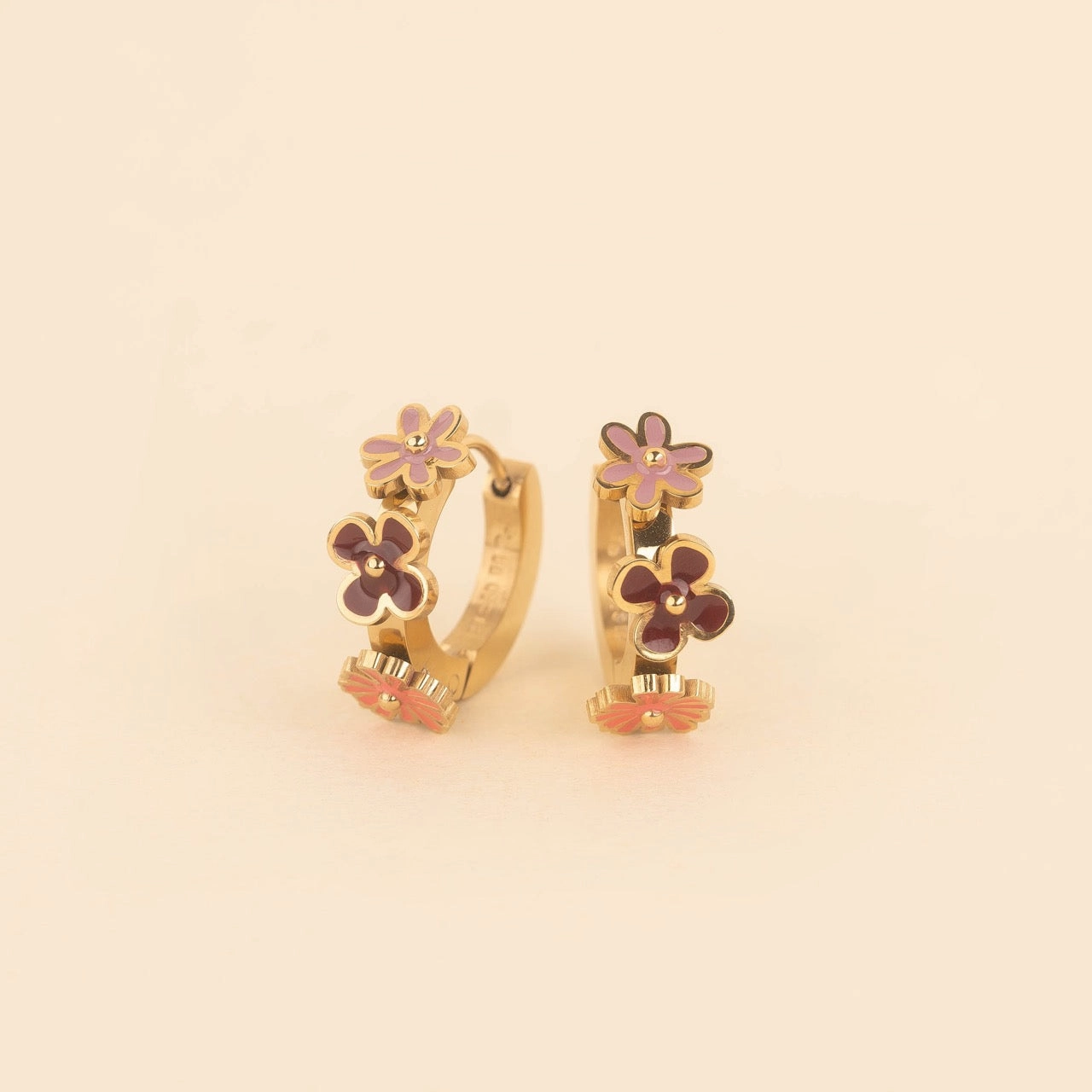 Flower 3D Huggie Hoop Earrings Refined Flow Lustrous Radiance
