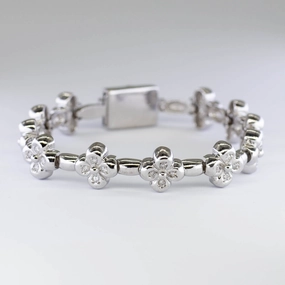 Flower Design Diamond Chain Bracelet | 0.5ctw | 7"| Formal Style