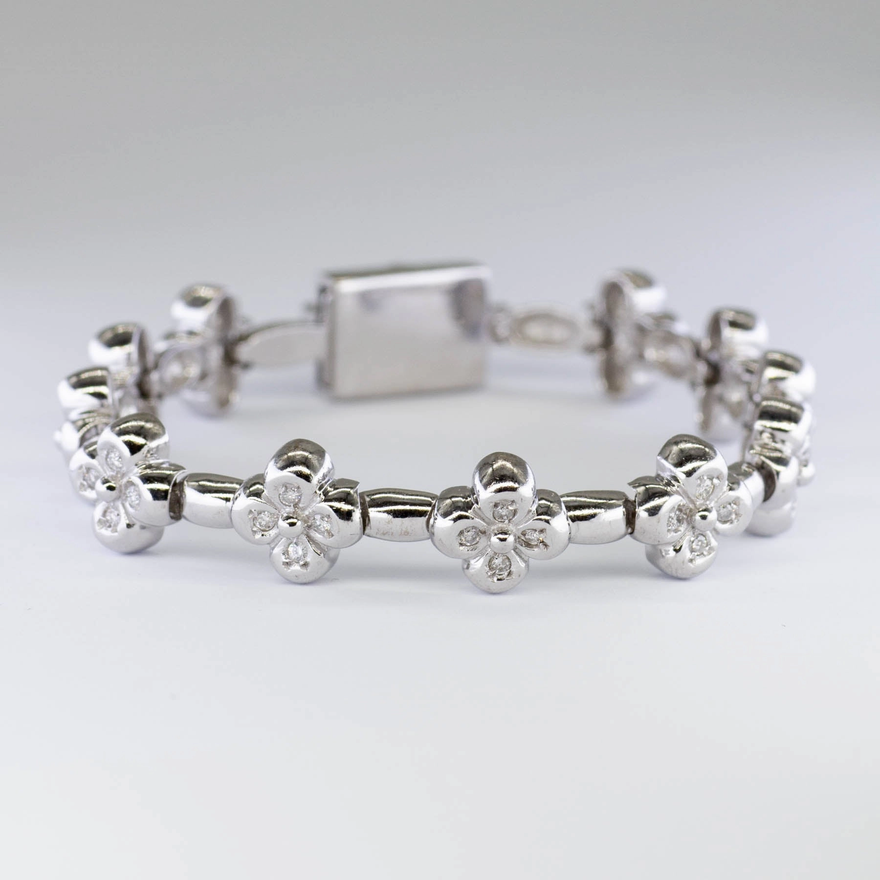 Flower Design Diamond Chain Bracelet | 0.5ctw | 7"| Formal Style