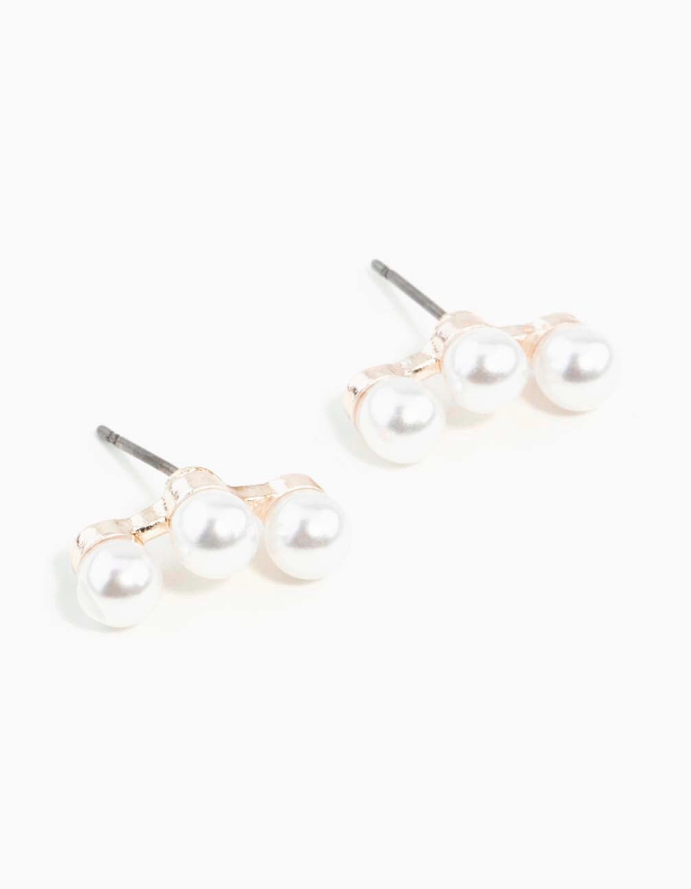 Beach Decoration Rose Gold Pearl Crawler Stud Earrings