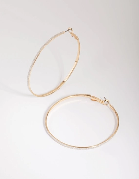 Glittery Item Gold Glitter Hoop Earrings