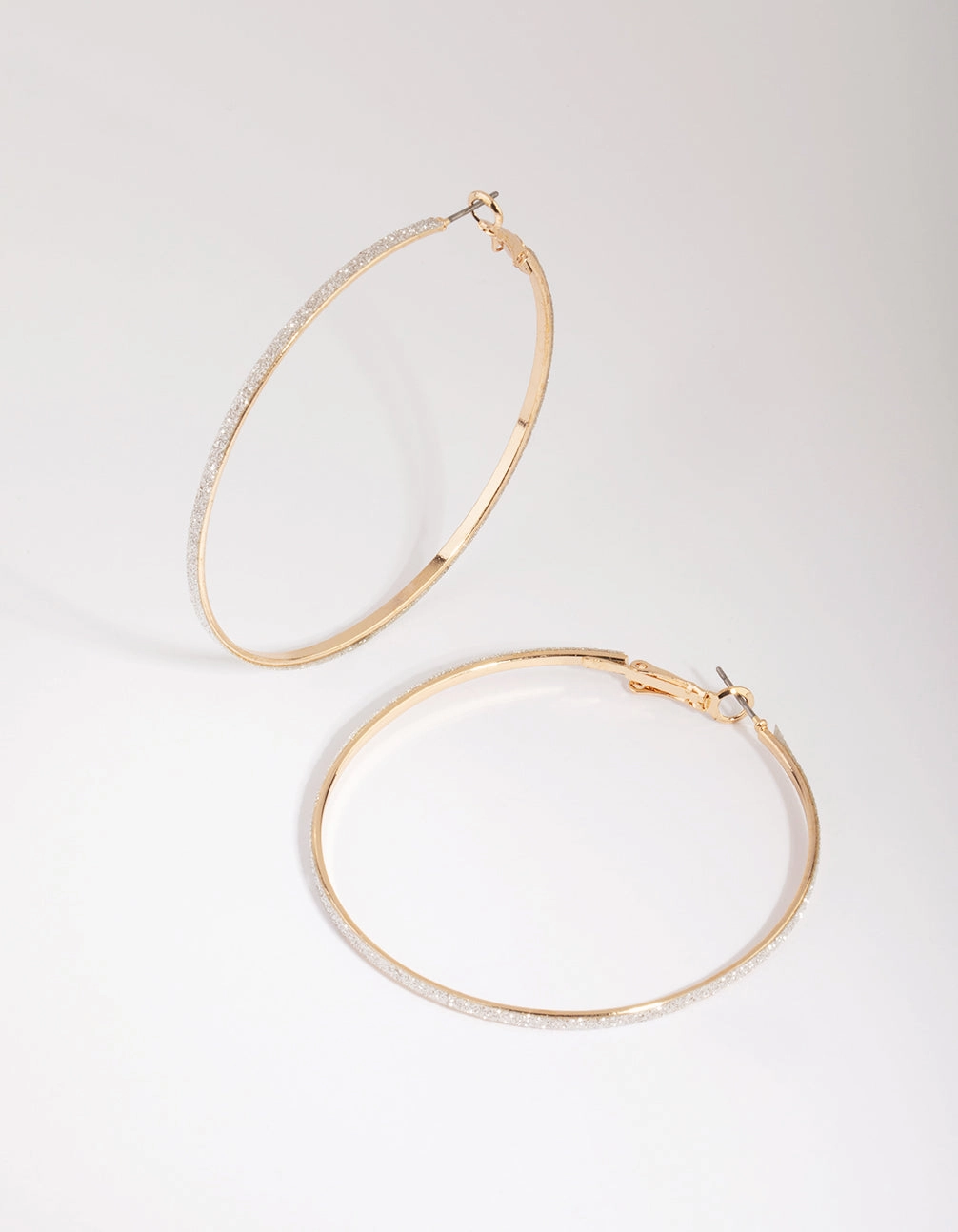 Glittery Item Gold Glitter Hoop Earrings