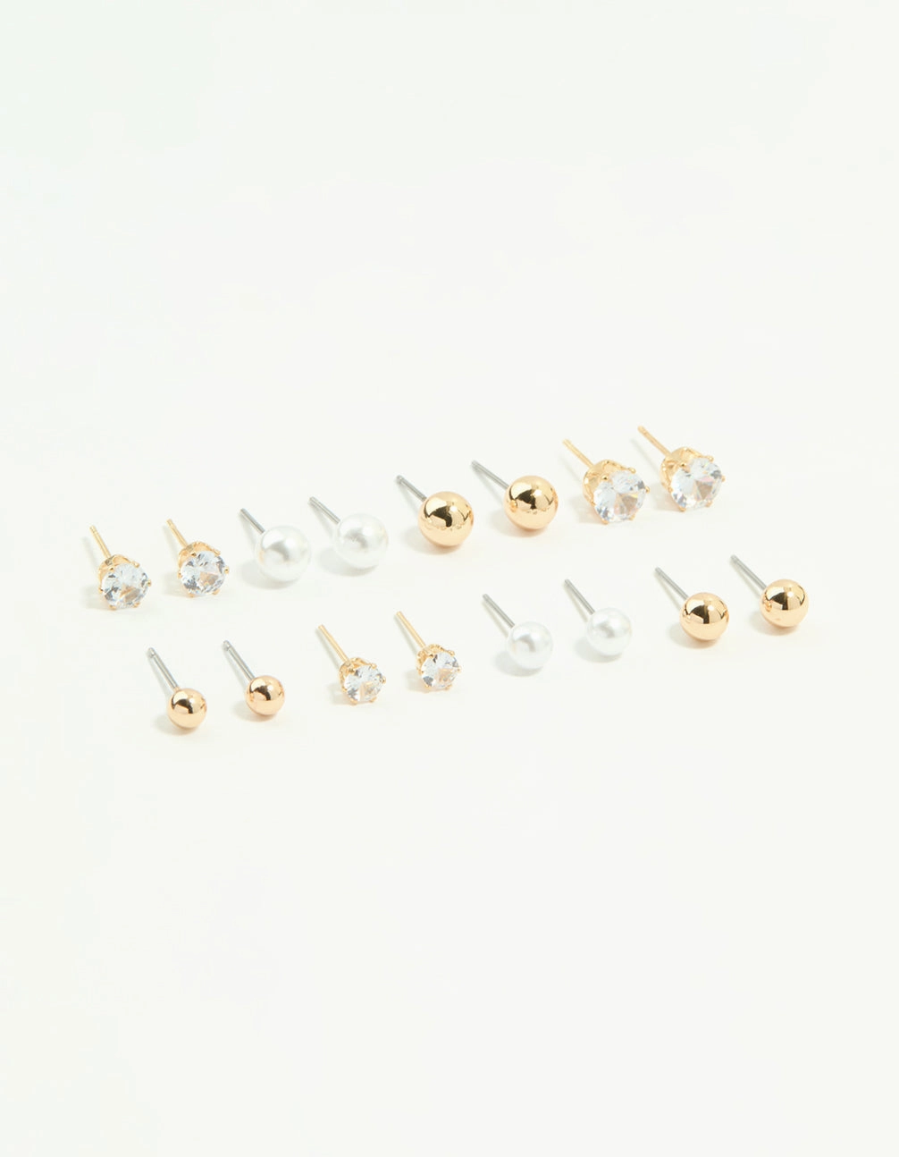 Gold Mixed Basic Stud Earrings 8-Pack Glam Focus Daily Fit