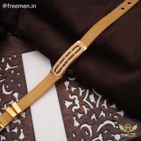 Pearl Embellishments Freeman Superlative Adjustable Golden Bracelet for Men- FMB12