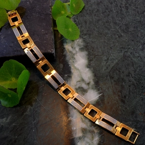 Freemen 2 Square Golden Bracelet For Men - FMB46 Evergreen Trend