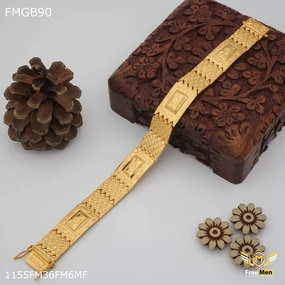 Freemen Box cuttitng diamond shape gold plated Bracelet for Men - FMGB90 Exceptional Talent Noble Style