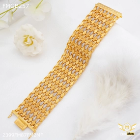 Freemen Dimond Shape with AD Gold Bracelate for Men - FMGB257 Wide Amalgamations