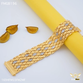 Gold Plated Freemen Modish five line Katli bracelet for Men - FMGB196