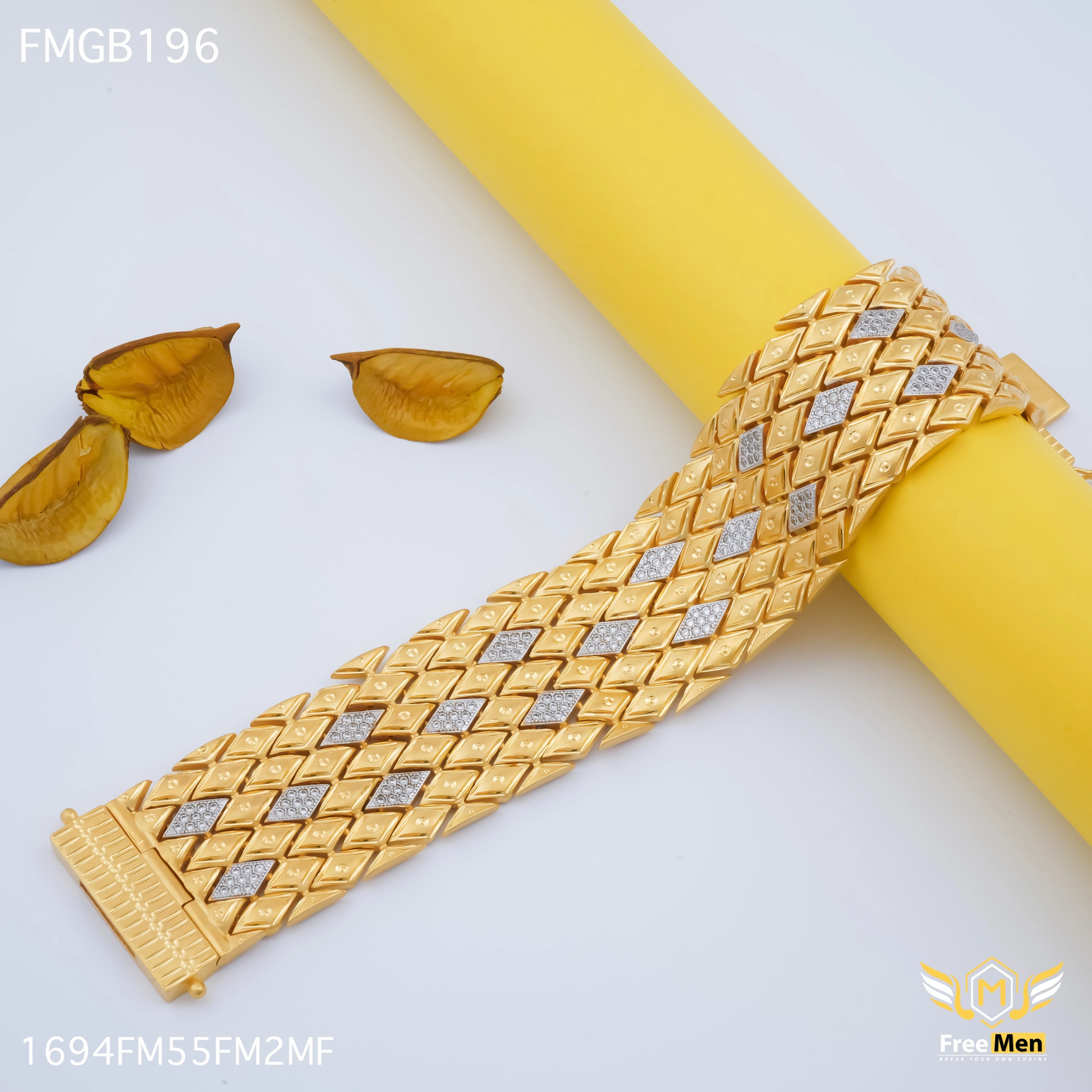 Gold Plated Freemen Modish five line Katli bracelet for Men - FMGB196