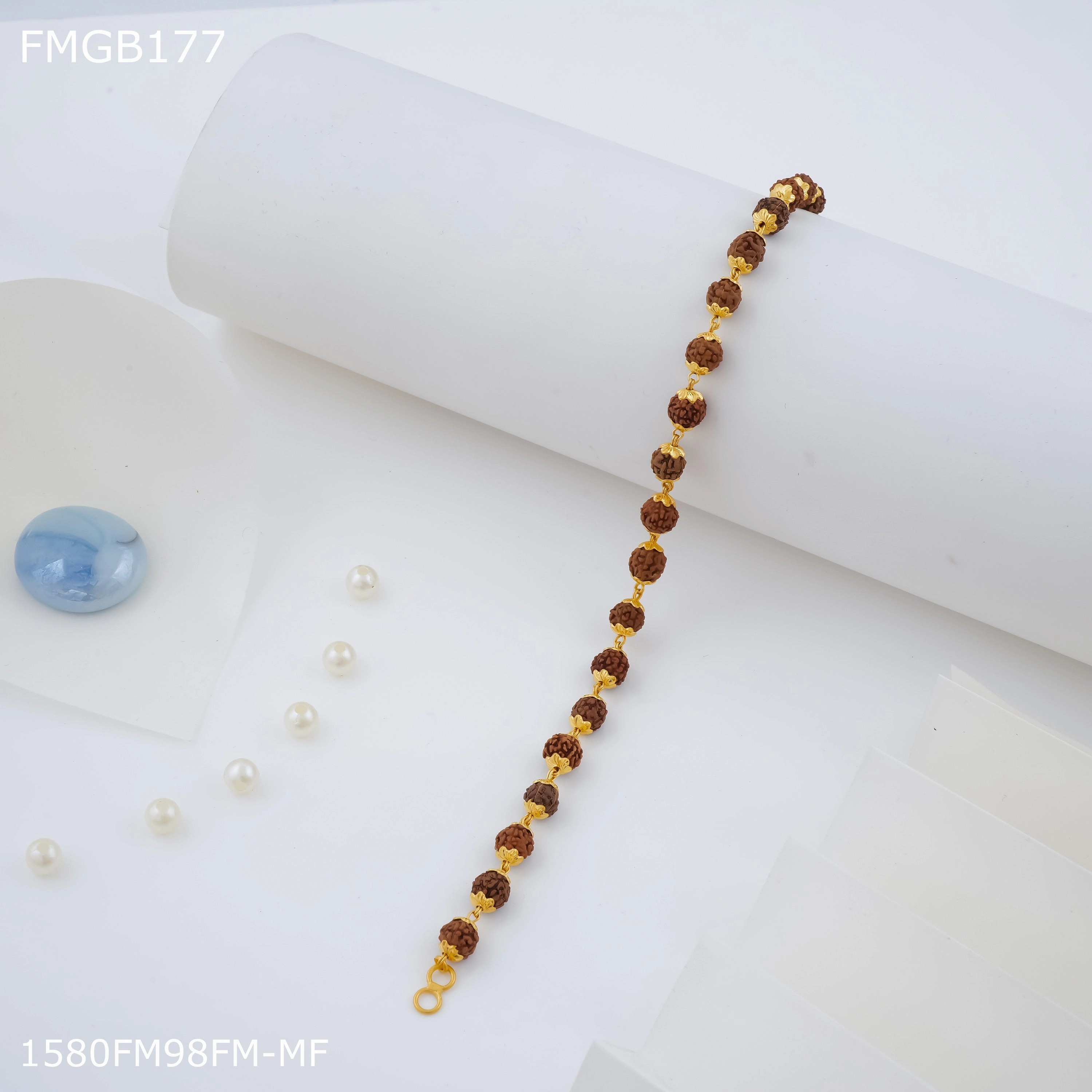Freemen One line Rudraksh gold plated bracelet for Men - FMGB177 Unique Journey Prominent Detail