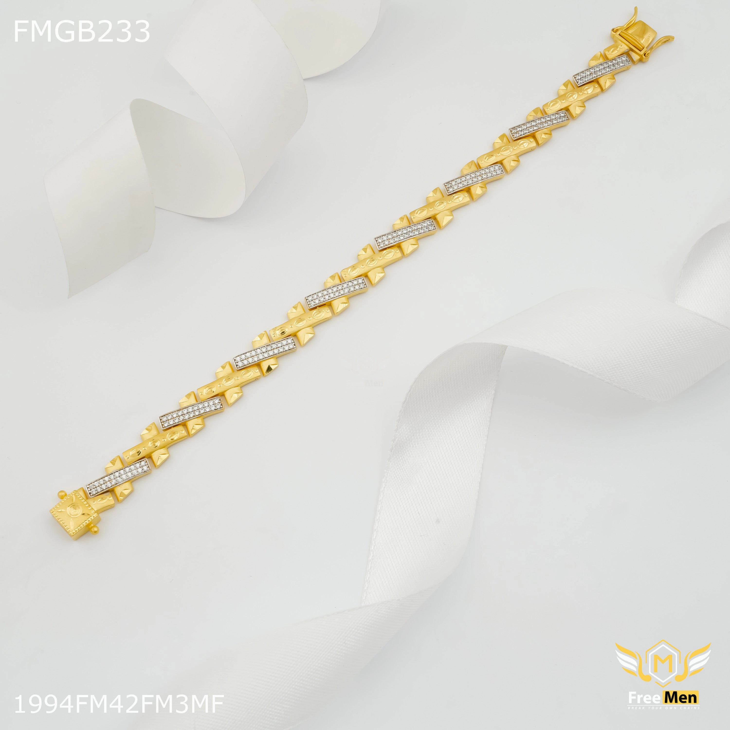 Freemen X Cut AD casting Bracelet for Men - FMGB233 Stellar Reputation Luxurious Feel