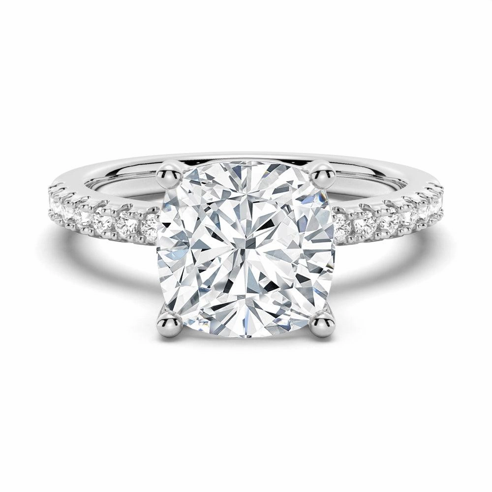 Refined Touch French Pav?? Cushion Cut Moissanite Engagement Ring