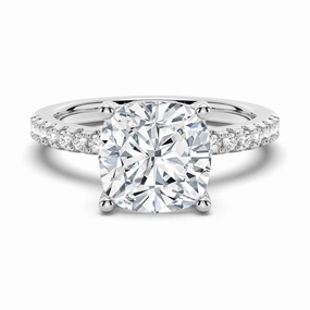 Warm Finish French Pav?? Cushion Cut Moissanite Engagement Ring