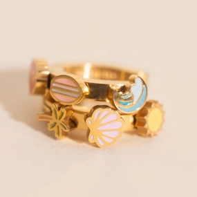 Beach 3D Huggie Hoop Earrings Shiny Edge Minimal Charm