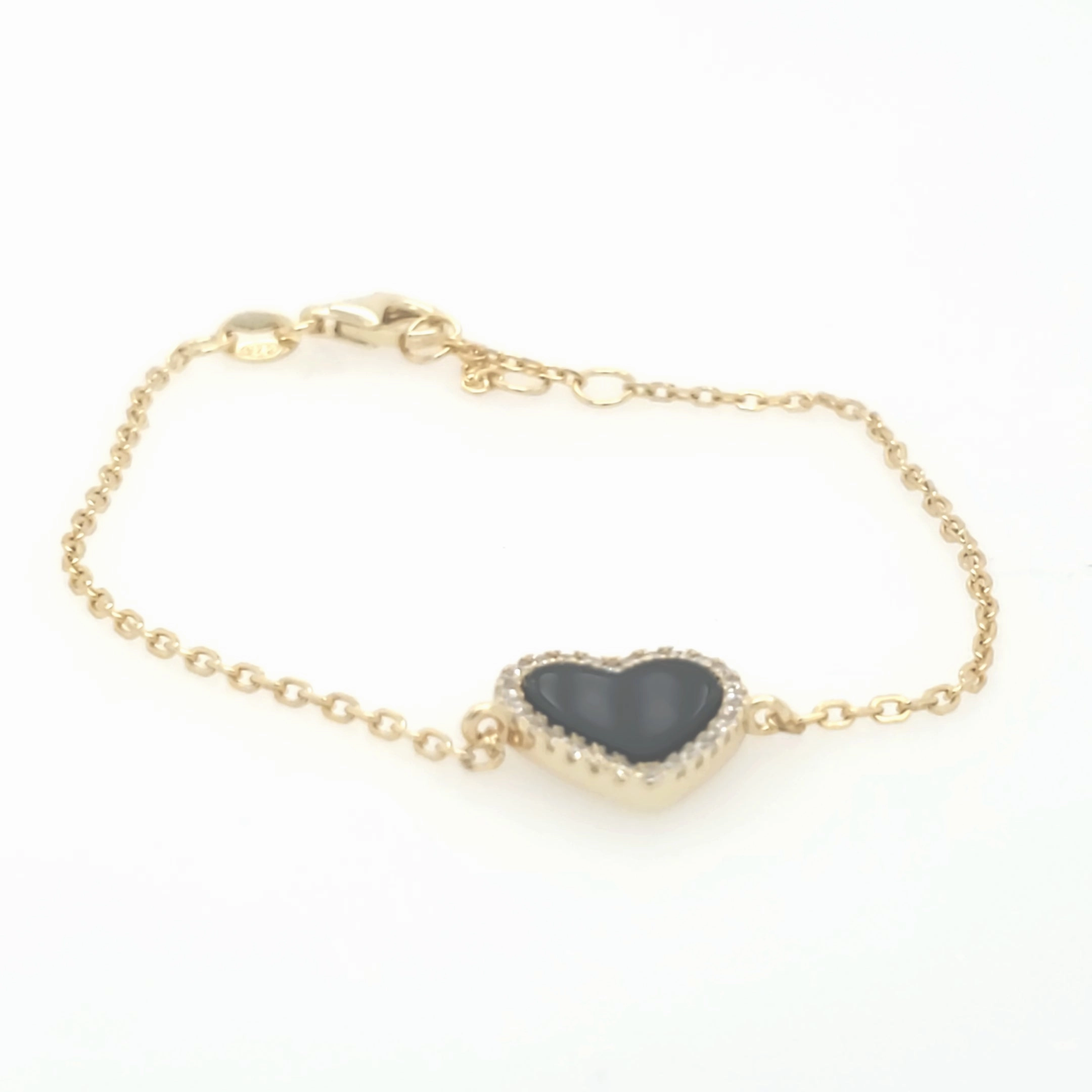 Effortless Style Sterling Silver CZ Outlined Stone Heart Bracelet
