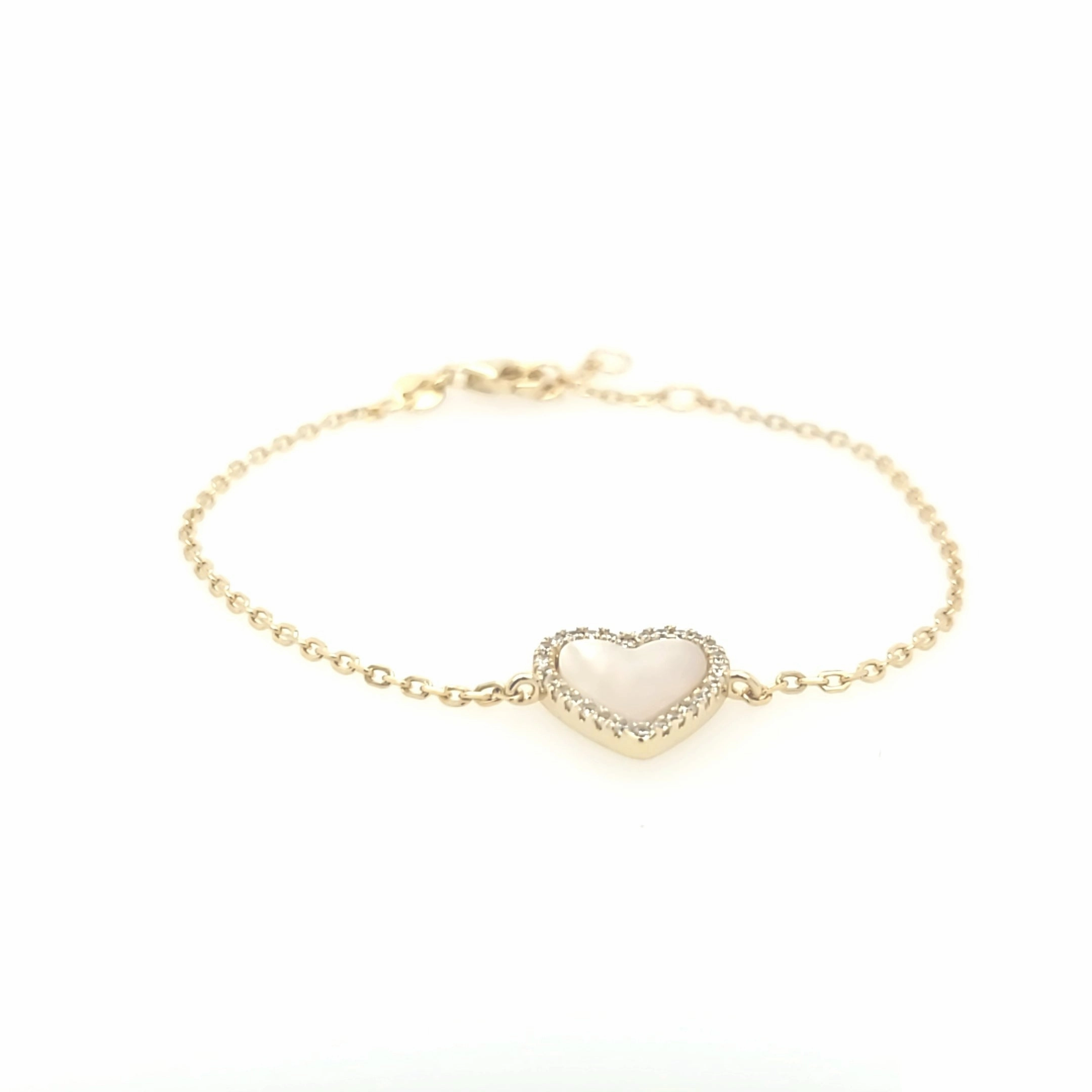 Unbridled Blends Sterling Silver CZ Outlined Stone Heart Bracelet