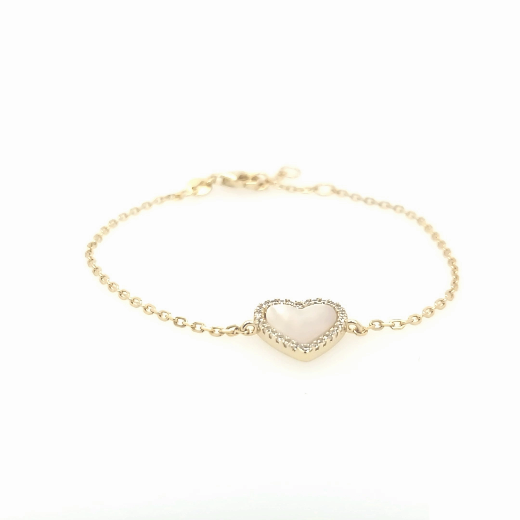 Entire Lineup Sterling Silver CZ Outlined Stone Heart Bracelet