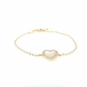 Entire Lineup Sterling Silver CZ Outlined Stone Heart Bracelet