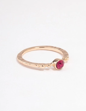 Fuchsia Beaded Band Ring Elegant Structure Stylish Embellishment
