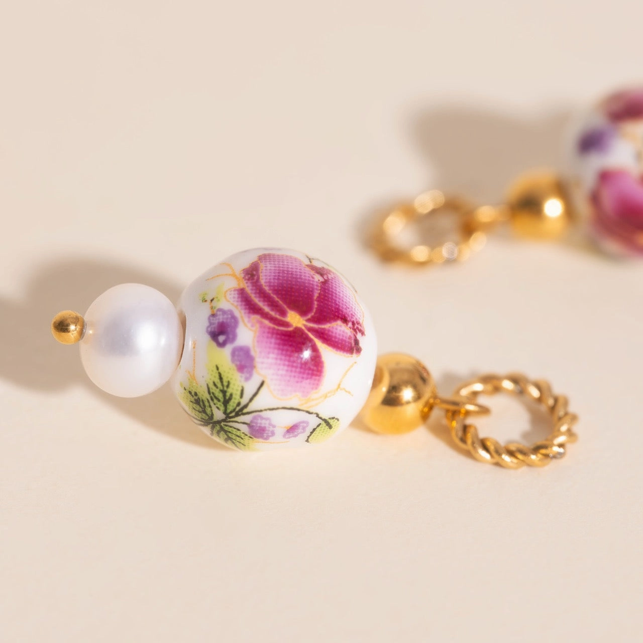 Floral Bead Huggie Hoop Charms Perfect Accessory Elegant Detail