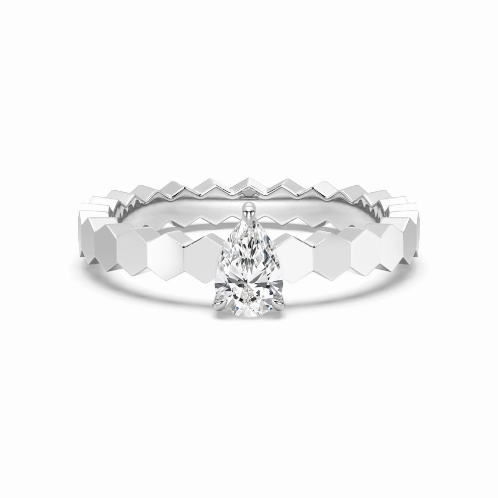Beautiful Emblem Geometric Pear Shaped Lab Grown Diamond Promise Ring