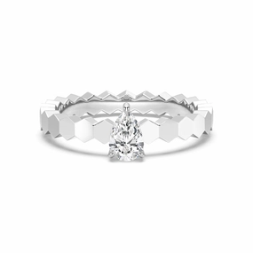 Vintage Style Geometric Pear Shaped Lab Grown Diamond Promise Ring