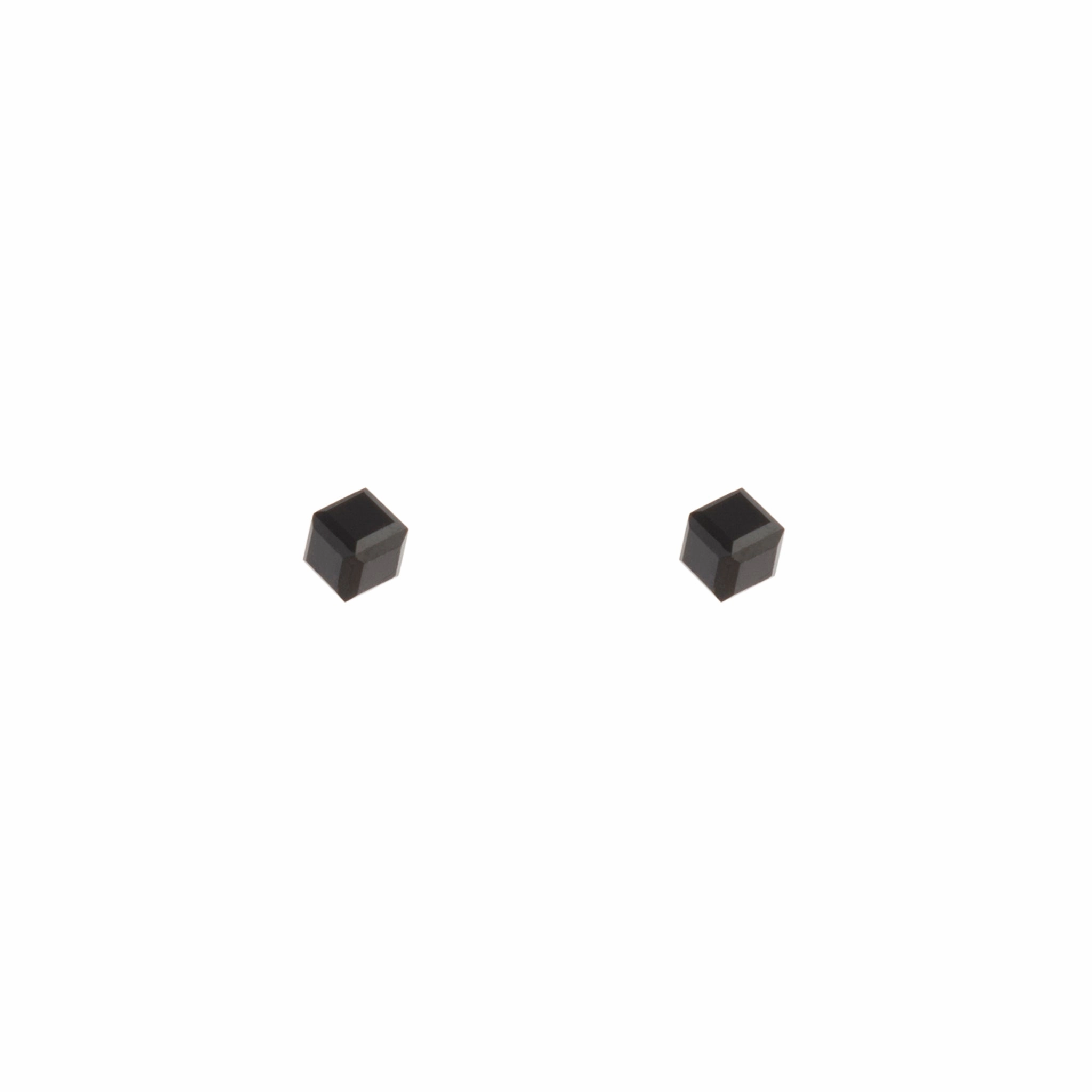 Solid Black 3D Cube Stud Earrings Affordable Essential Contemporary Decor