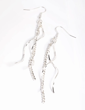 Silver Cup Chain & Twist Drop Earrings Delicate Style