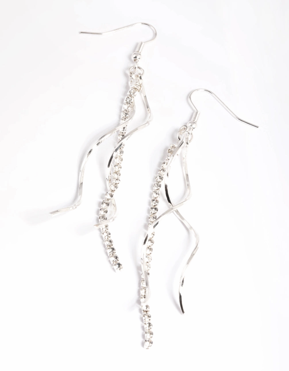 Silver Cup Chain & Twist Drop Earrings Delicate Style