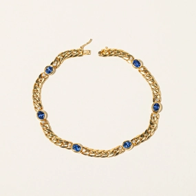 18K Yellow Gold Diamond and Sapphire Bracelet | 0.13ctw, 2.58ctw | 7.25" Gleaming Glow Unique Pieces