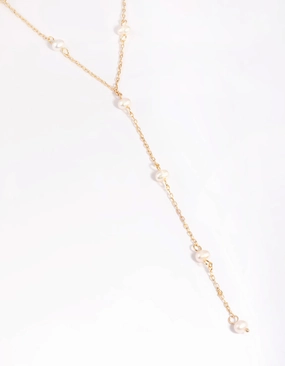 Chic Pick Gold Plated Freshwater Pearl Lariat Necklace