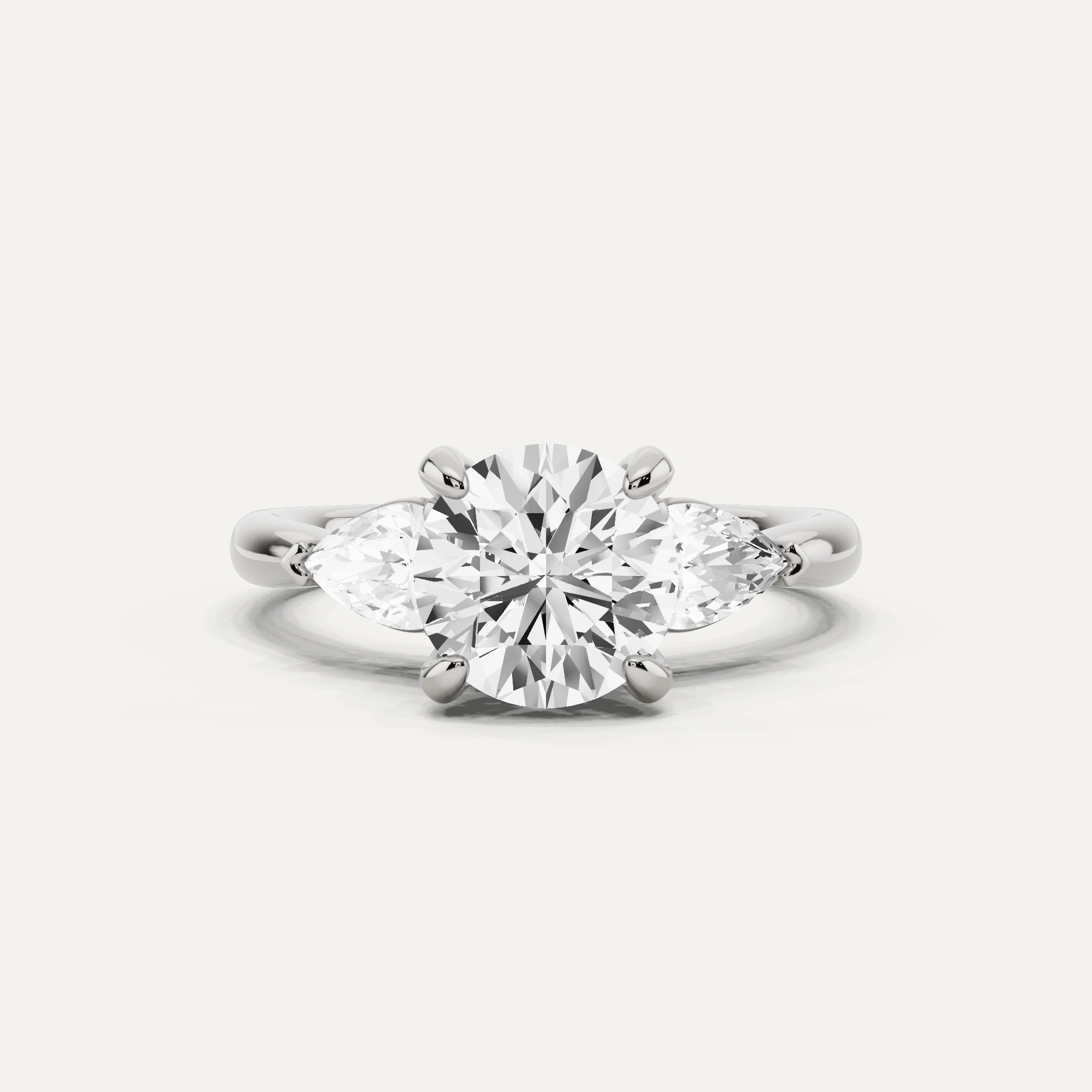 2 1/10 ctw Round Diamond Hidden Halo Engagement Ring with Pear Side Stones Work Day Style Anniversary Gift