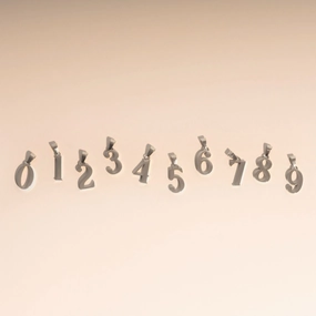 Engagement Accent Romantic Feel Numbers Necklace Charm 2-Pack (Silver)