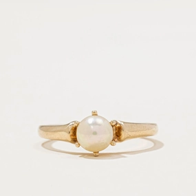 Elegant Shine Pieces Solitaire Pearl Ring | SZ 6