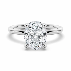 Branded Work Stylish Present Four Prongs Oval Solitaire Moissanite Engagement Ring