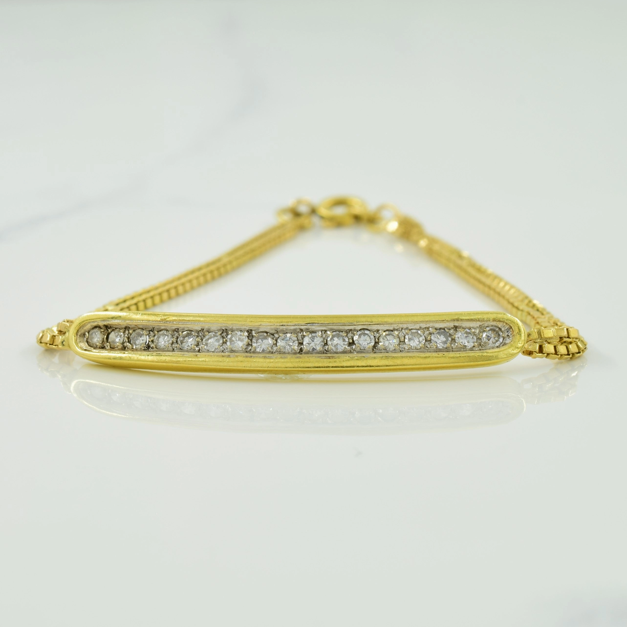 Pave Set Diamond Bracelet | 0.34ctw | 7" | Polished Piece Soft Lighting