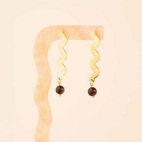 Tortoiseshell Bead Dangle Stud Earrings Refined Shape Glamorous Craft