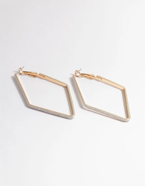 Glitter Paper Diamond Hoop Earrings Heart-Shaped Accent