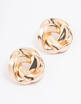 Gold Twisted Rope Circle Stud Earrings Office Piece Classic Choice
