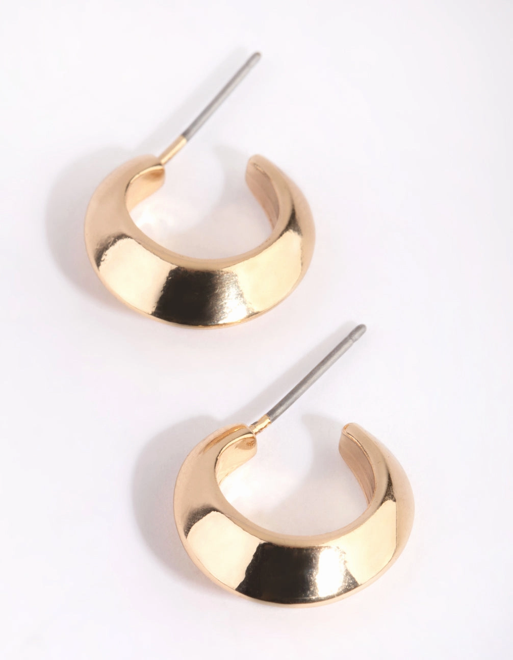 Gold Pointed Huggie Hoop Earrings Polished Accent Magnificent Jewelry
