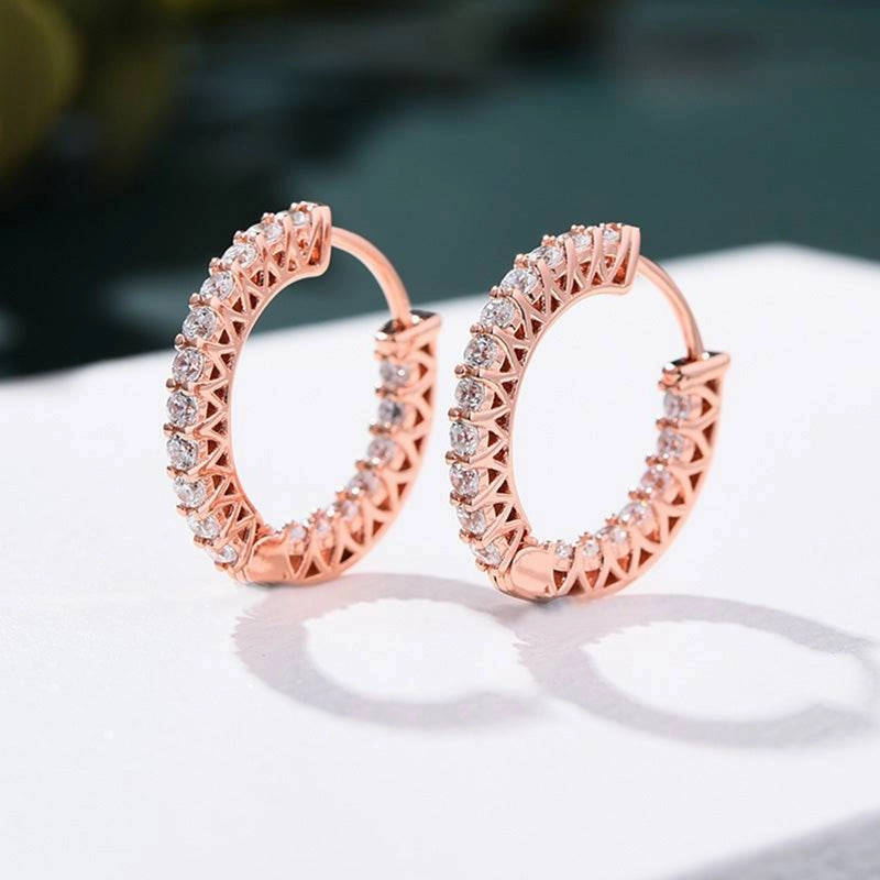 Brilliant Accessory Fashionable Decor Louily Rose Gold Classic Hoop Earrings In Sterling Silver