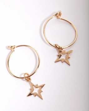 Minimalist Must-Have Graceful Creation Gold 13mm Star Hoop Earrings