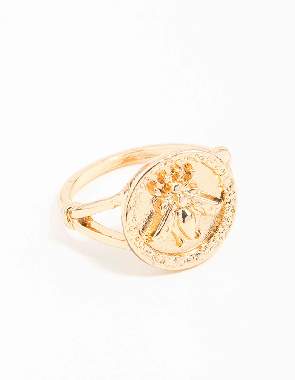 Gold Bee Coin Ring Affordable Appearance
