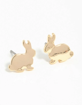 Attractive Adornment Gold Bunny Stud Earrings